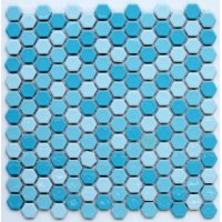 ヘキサゴン（六角）モザイク　６０７水色ミックス[201201027]