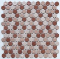 ヘキサゴン（六角）モザイク　６０３白茶ミックス[201201023]