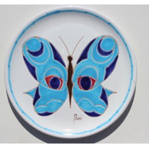 画像1: イタリア輸入　飾り皿　ちょうちょ　ブルー