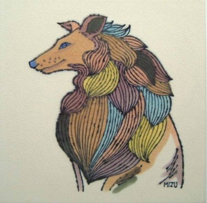 画像1: アートタイル 豪華手描き絵陶版　犬[FW0506-014]  アートタイル 豪華手描き絵陶版　犬[FW0506-014]  アートタイル 豪華手描き絵陶版　犬[FW0506-014] (1)
